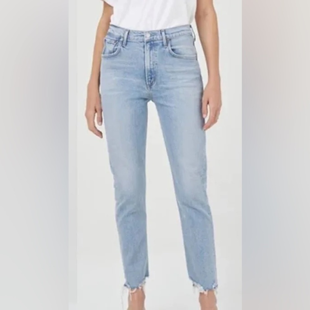 Agolde Merrel Light Wash Raw Hemline Jeans